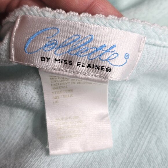 Vintage Collette by Miss Elaine Aqua Teal Gown Towel Blue Embroidered  Nightgown - Picture 7 of 8